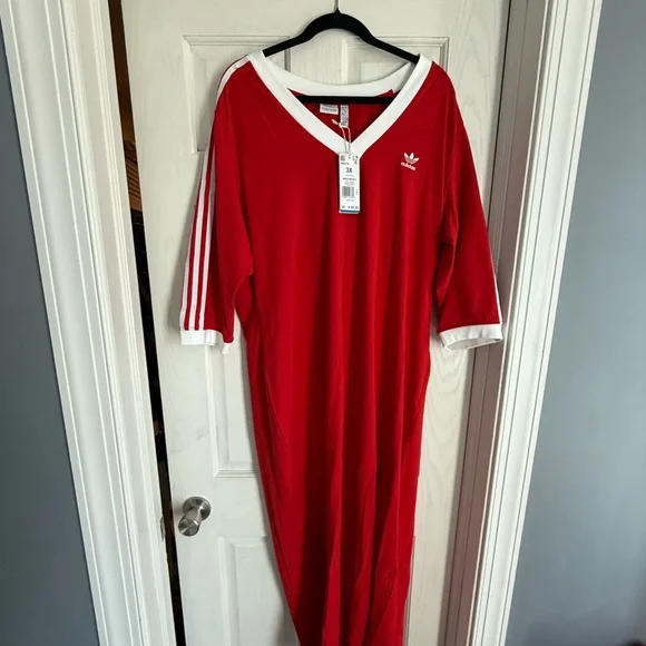 Adidas Red Maxi Dress with White Trim - Picture 3 of 6